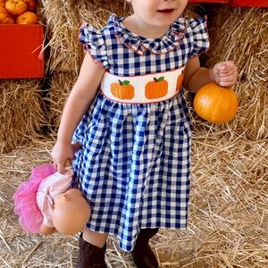 Smocked flamingo pumpkin dress toddler size 2T